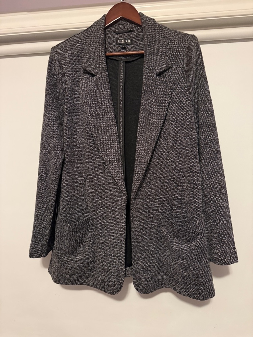 Gray Open Front Blazer Jacket